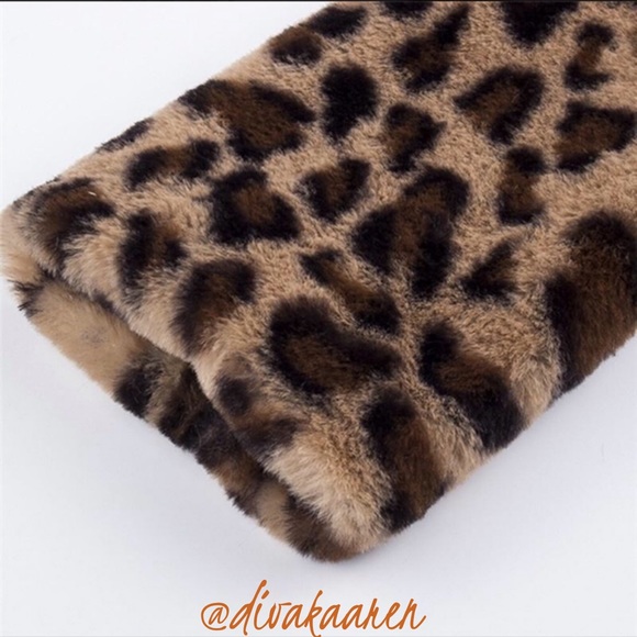 LEOPARD FAUX FUR COAT Animal Print Teddy - Picture 6 of 8